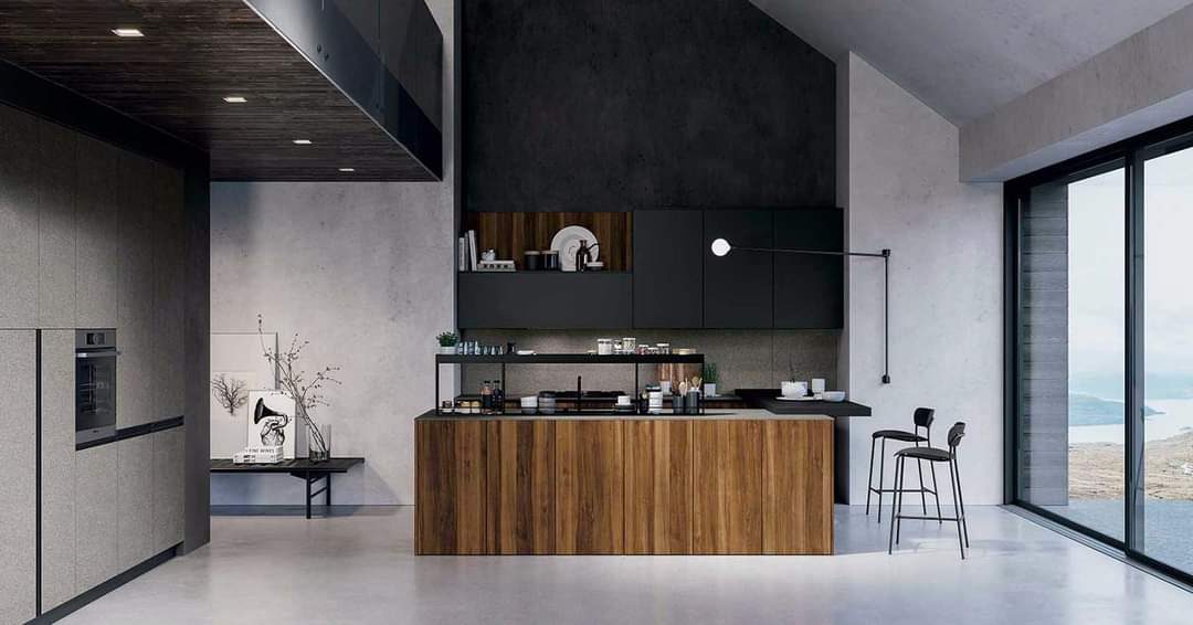 Cucina Doimo Cucine con isola in noce e pensili neri
