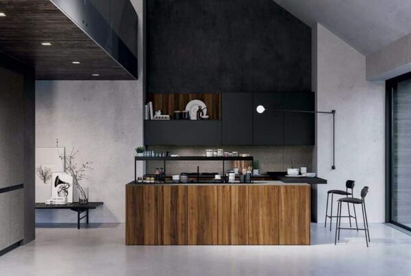 Cucina Doimo Cucine con isola in noce e pensili neri